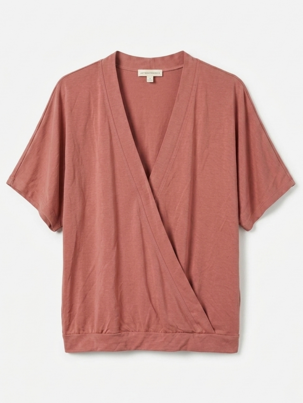 Anthropologie Dusky Rose Wrap-Style Short Sleeve Top